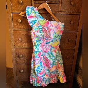 Lilly Pulitzer One Shoulder Dress - Pink, Blue, Yellow